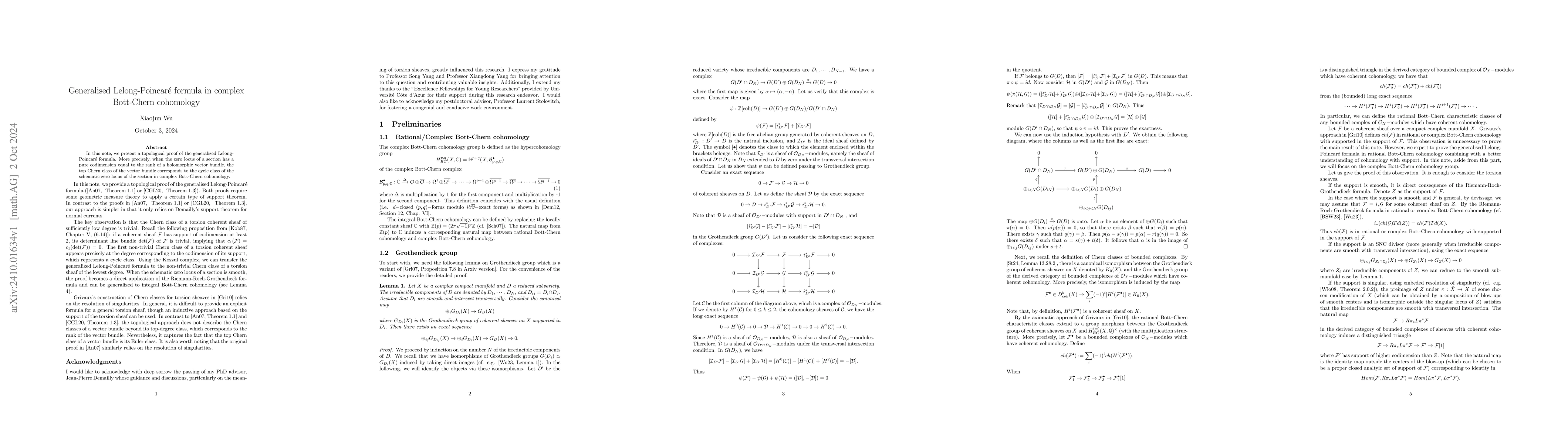 Thumbnail for Generalised Lelong-Poincaré formula in complex Bott-Chern cohomology