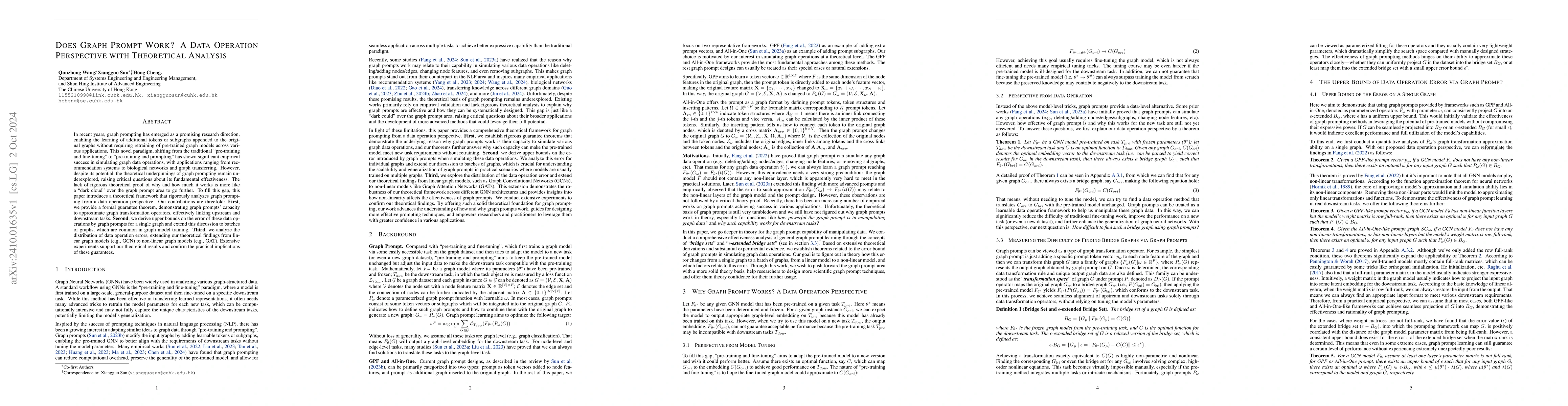 Thumbnail for Does Graph Prompt Work? A Data Operation Perspective with Theoretical
  Analysis