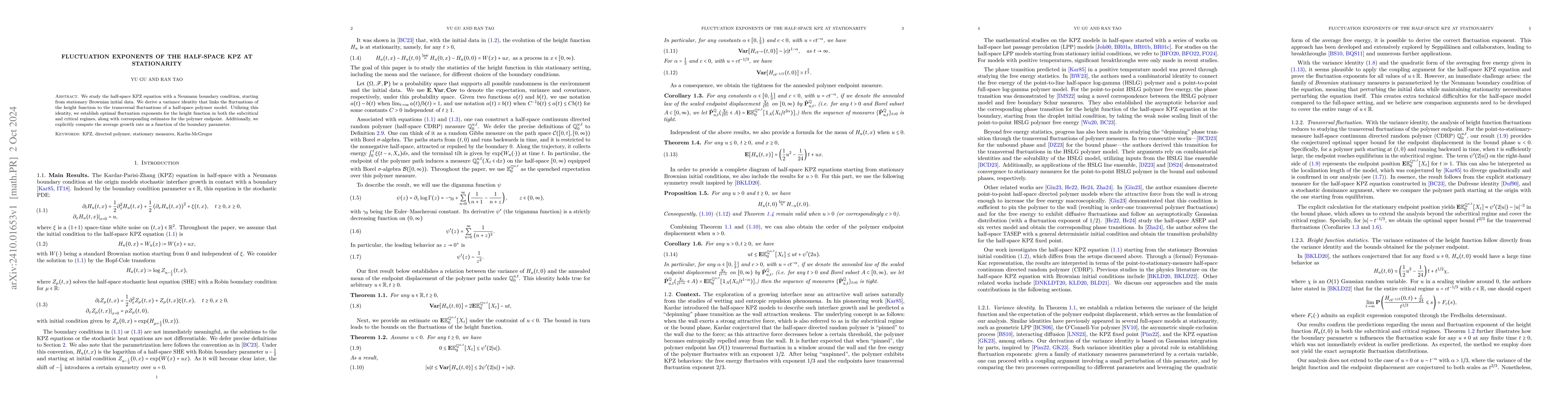 Thumbnail for Fluctuation exponents of the half-space KPZ at stationarity