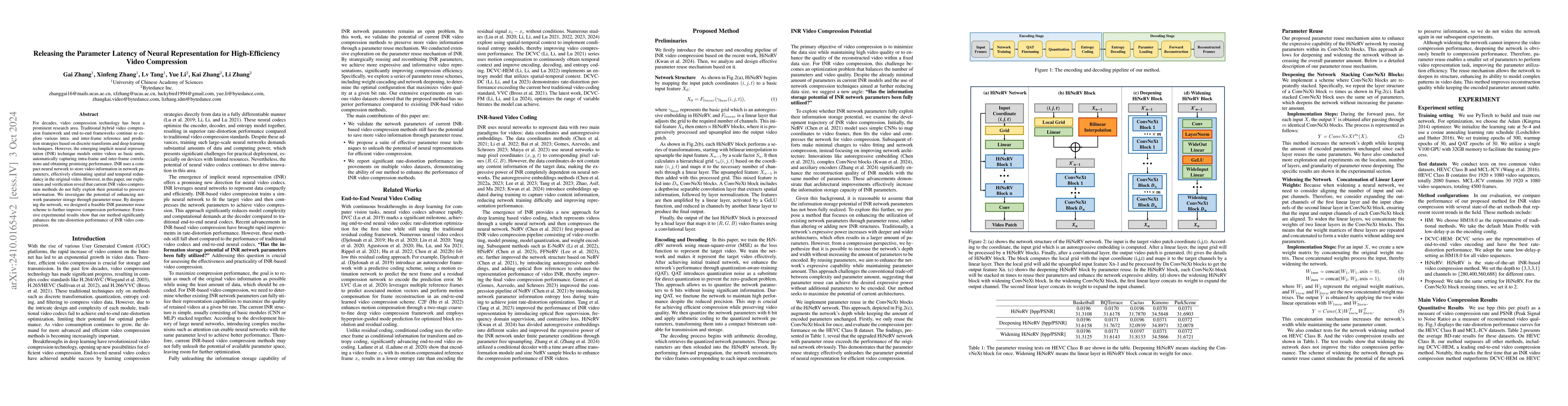 Thumbnail for Releasing the Parameter Latency of Neural Representation for
  High-Efficiency Video Compression