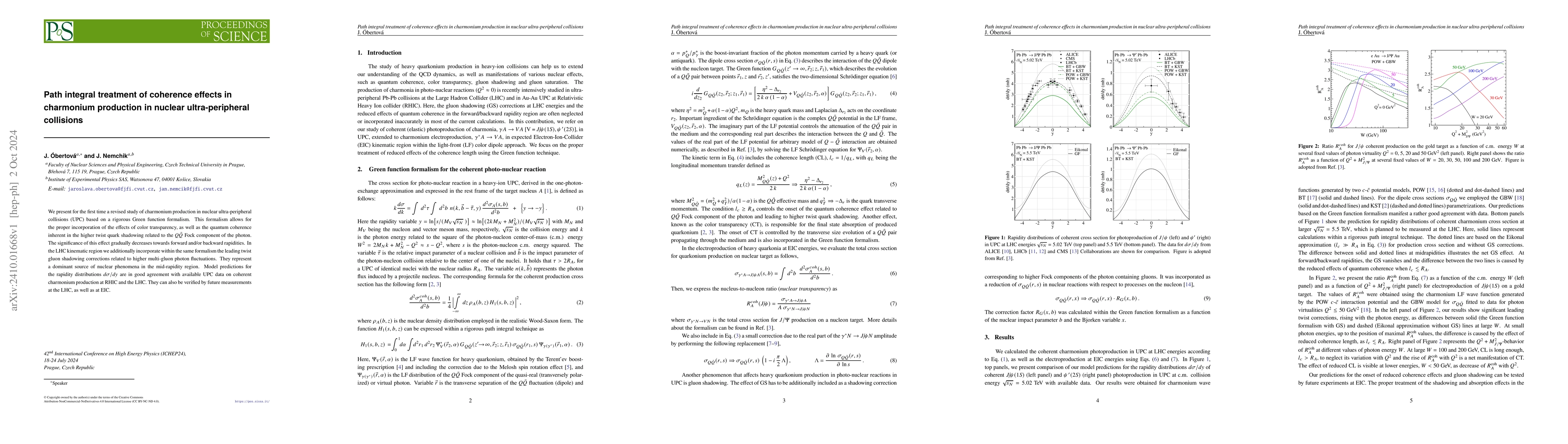 Thumbnail for Path integral treatment of coherence effects in charmonium production in
  nuclear ultra-peripheral collisions