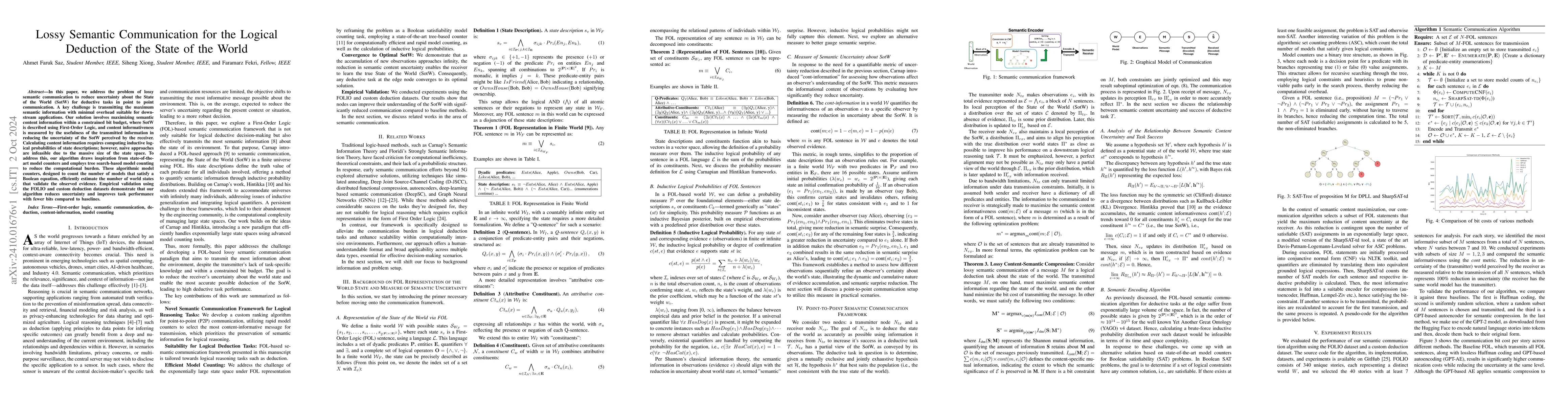 Thumbnail for Lossy Semantic Communication for the Logical Deduction of the State of
  the World