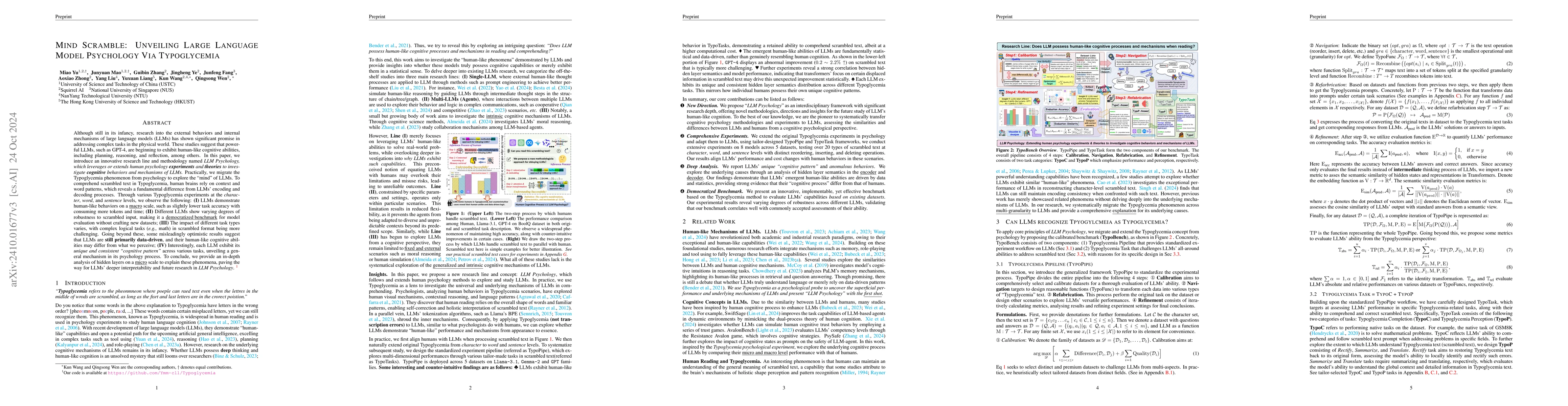 Thumbnail for Mind Scramble: Unveiling Large Language Model Psychology Via
  Typoglycemia