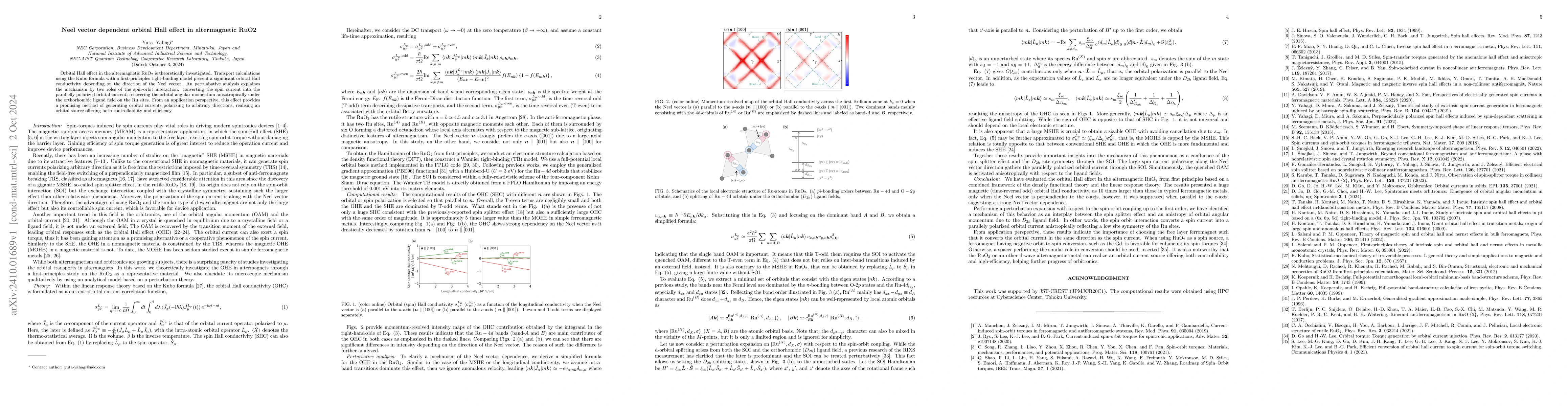 Thumbnail for Neel vector dependent orbital Hall effect in altermagnetic RuO2