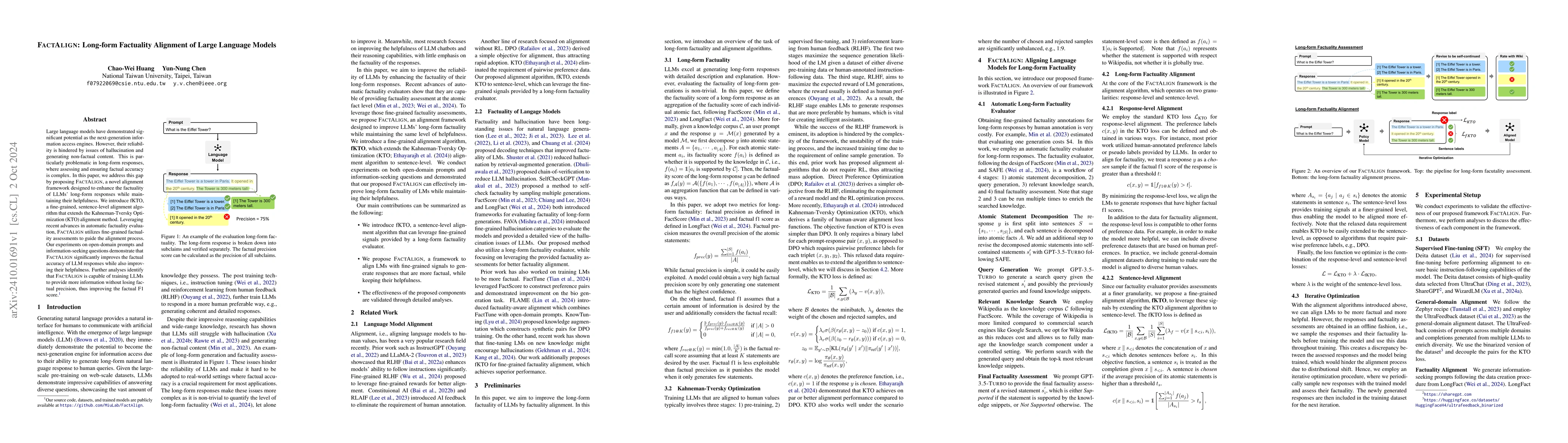 Thumbnail for FactAlign: Long-form Factuality Alignment of Large Language Models