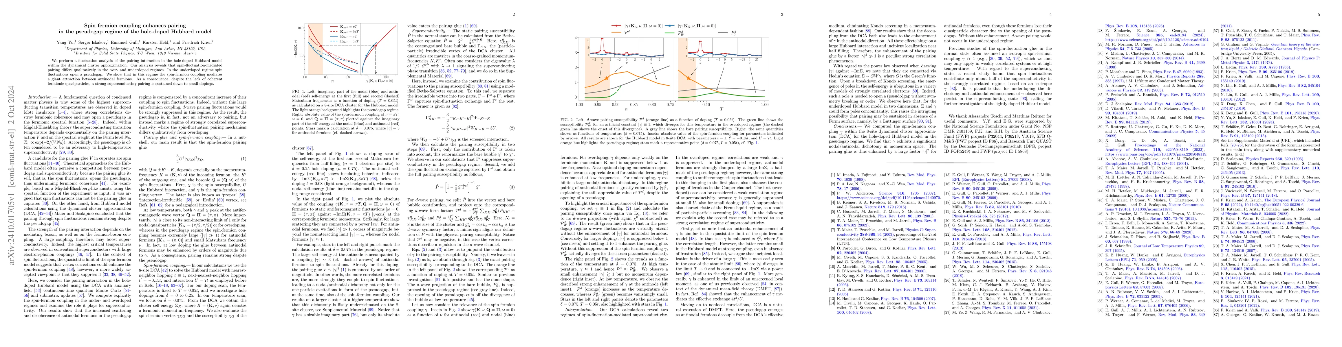 Thumbnail for Spin-fermion coupling enhances pairing in the pseudogap regime of the
  hole-doped Hubbard model