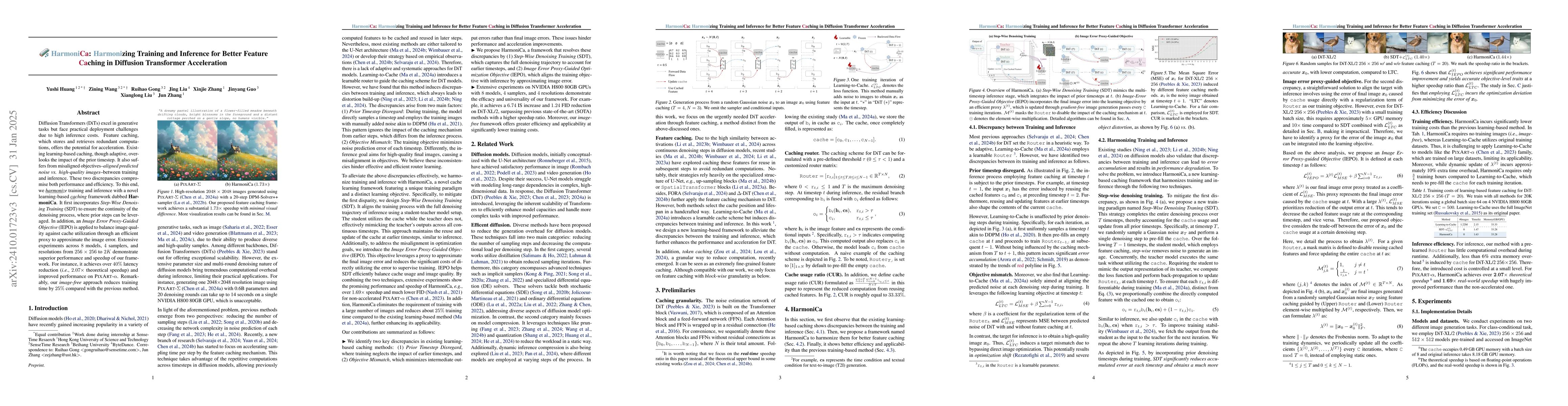 Thumbnail for HarmoniCa: Harmonizing Training and Inference for Better Feature Cache
  in Diffusion Transformer Acceleration