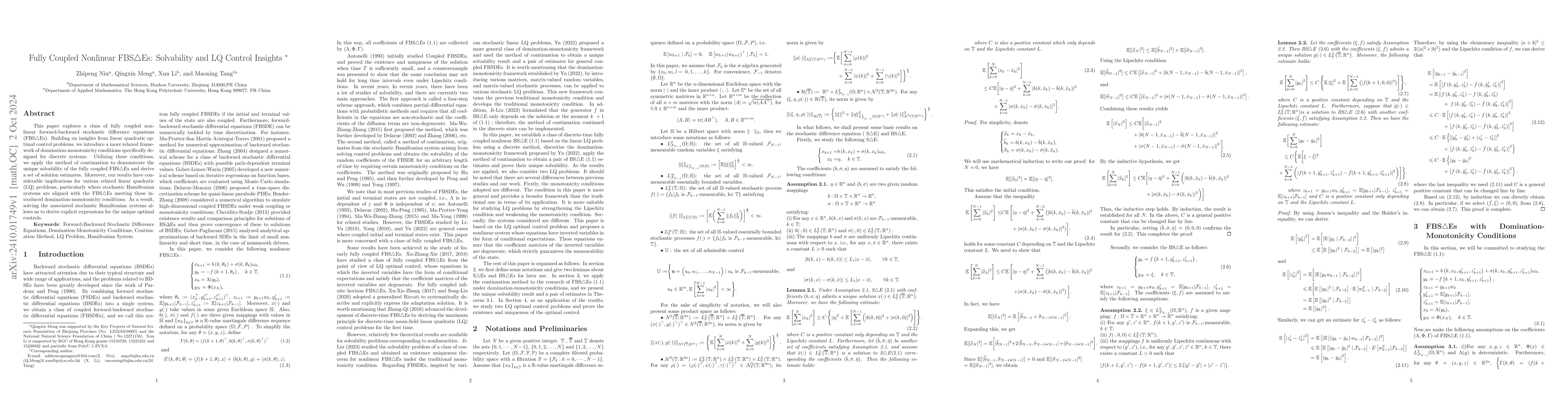 Thumbnail for Fully Coupled Nonlinear FBS$Δ$Es: Solvability and LQ Control
  Insights