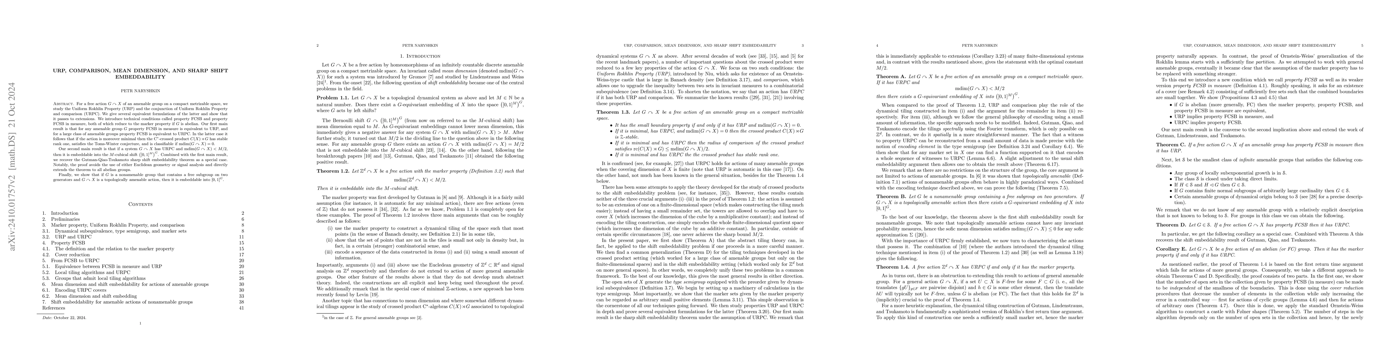 Thumbnail for URP, comparison, mean dimension, and sharp shift embeddability