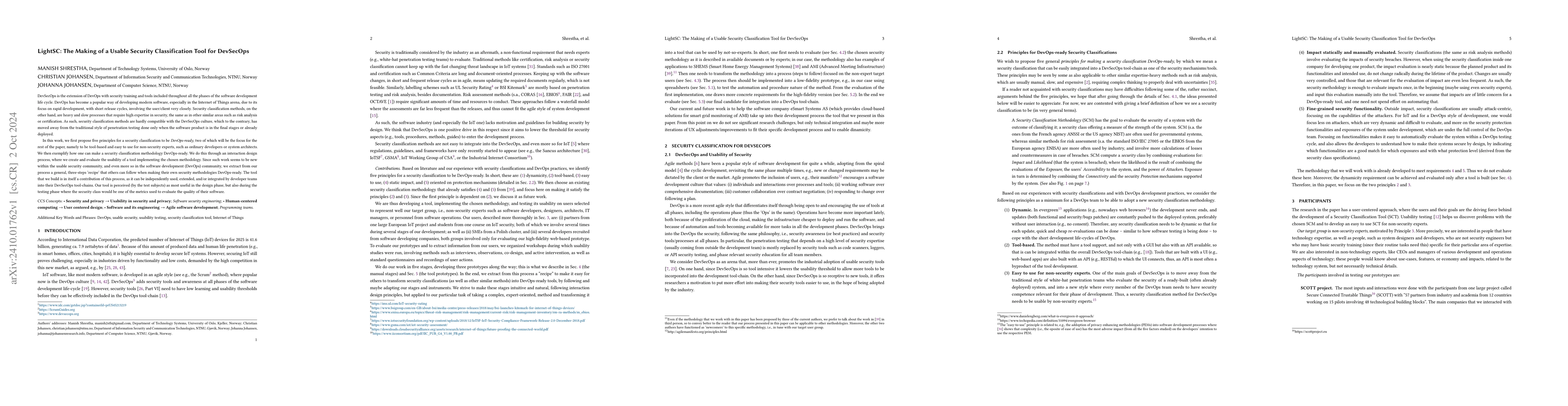Thumbnail for LightSC: The Making of a Usable Security Classification Tool for
  DevSecOps
