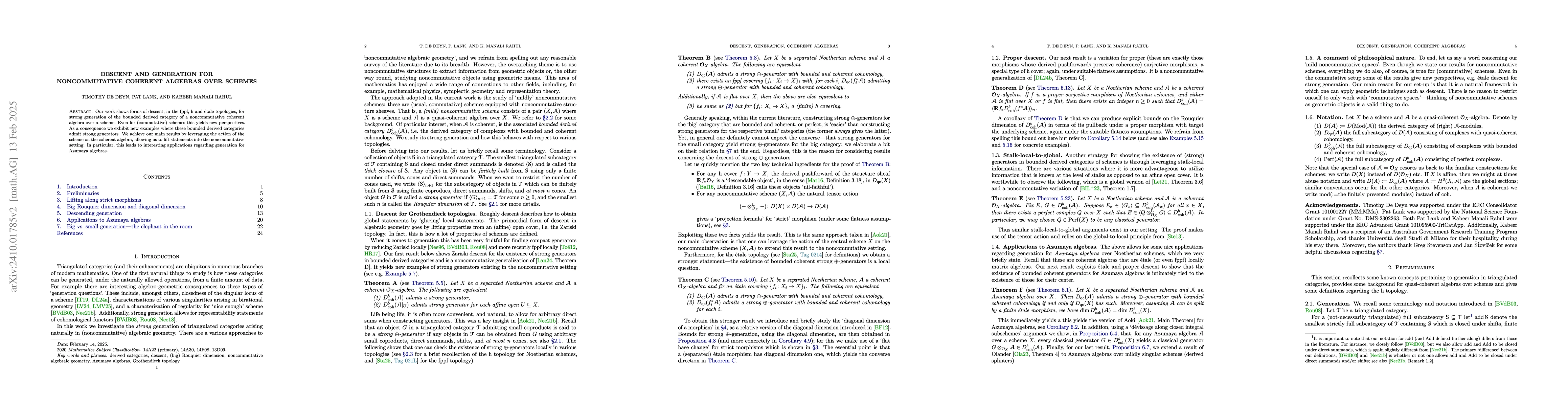 Thumbnail for Descent and generation for noncommutative coherent algebras over schemes