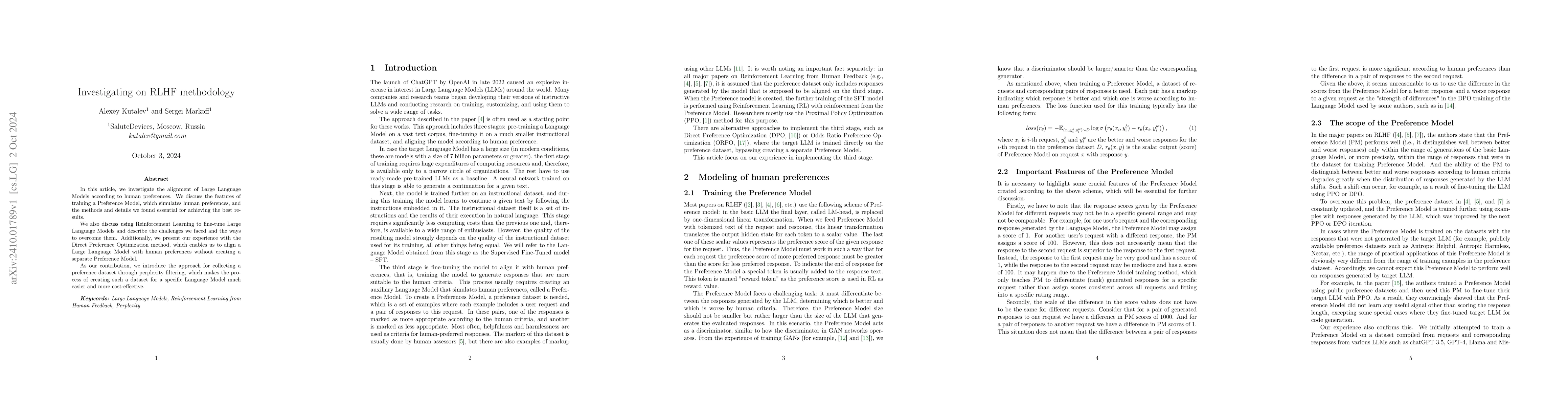 Thumbnail for Investigating on RLHF methodology