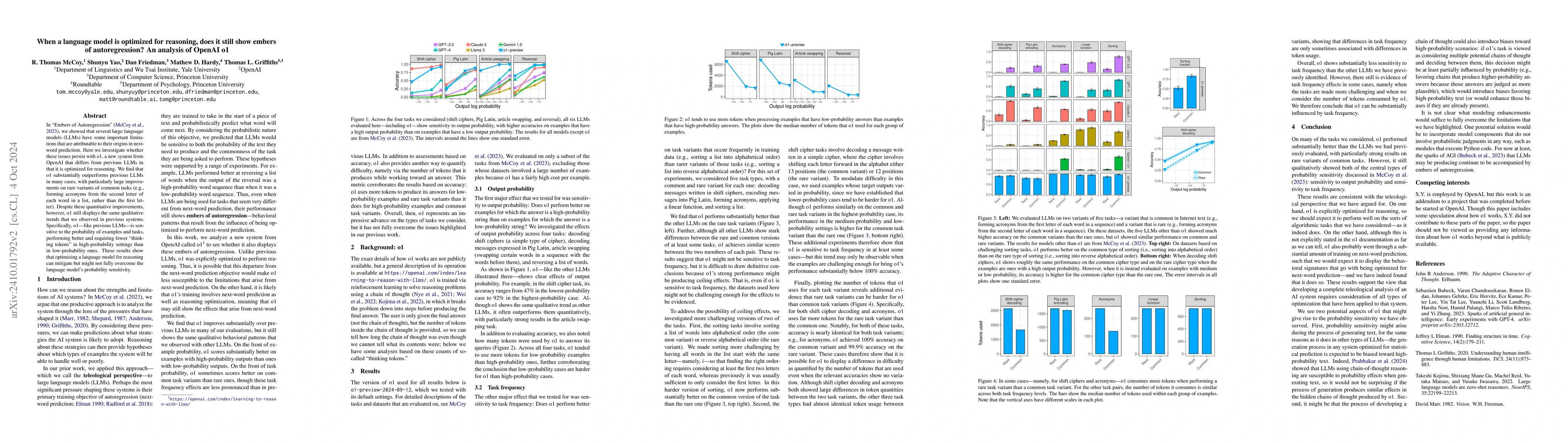 Thumbnail for When a language model is optimized for reasoning, does it still show
  embers of autoregression? An analysis of OpenAI o1