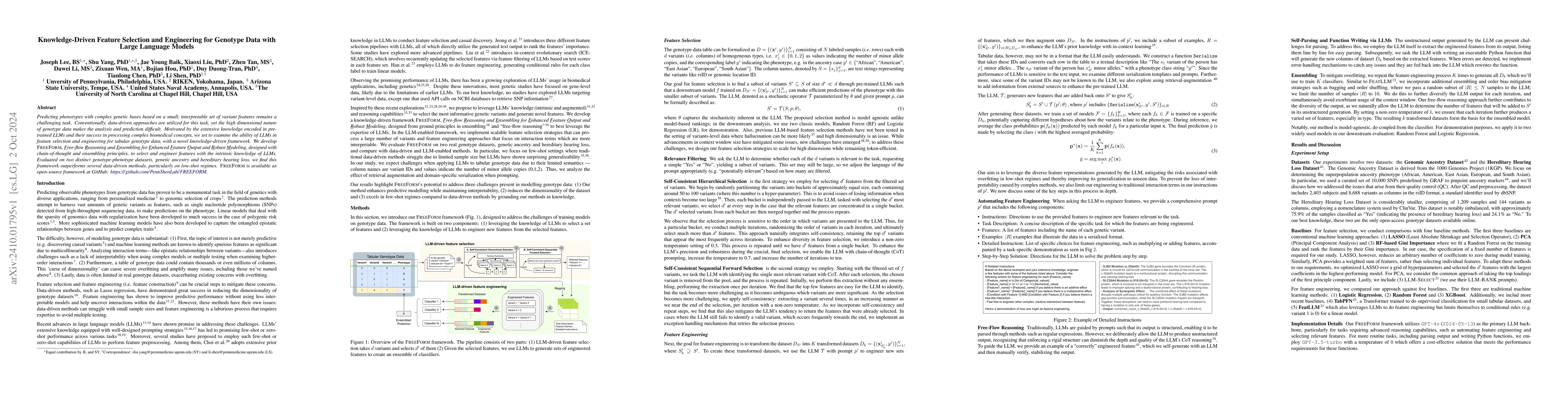 Thumbnail for Knowledge-Driven Feature Selection and Engineering for Genotype Data
  with Large Language Models