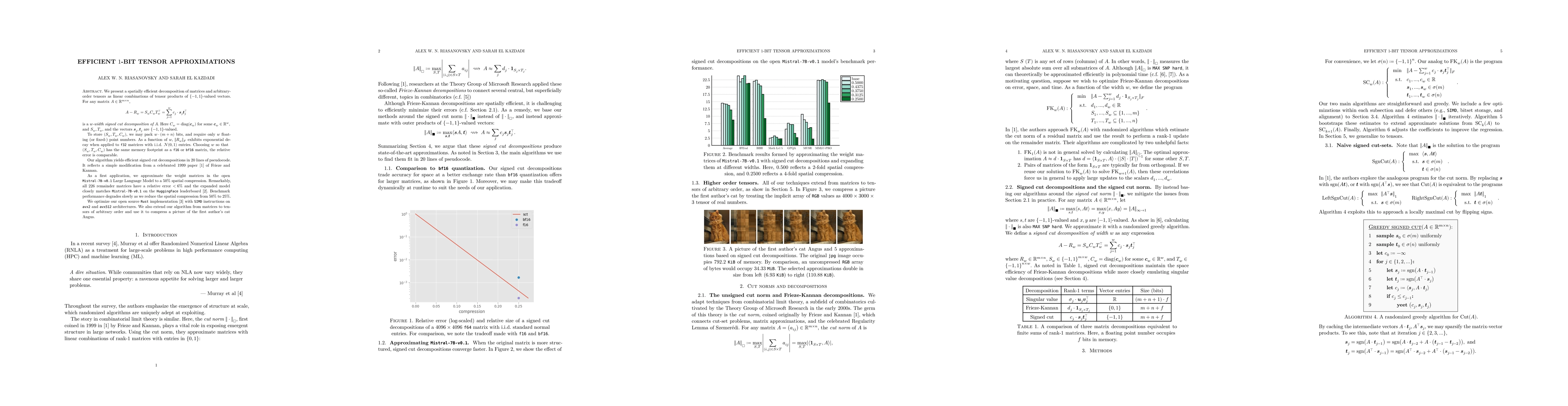 Thumbnail for Efficient $1$-bit tensor approximations