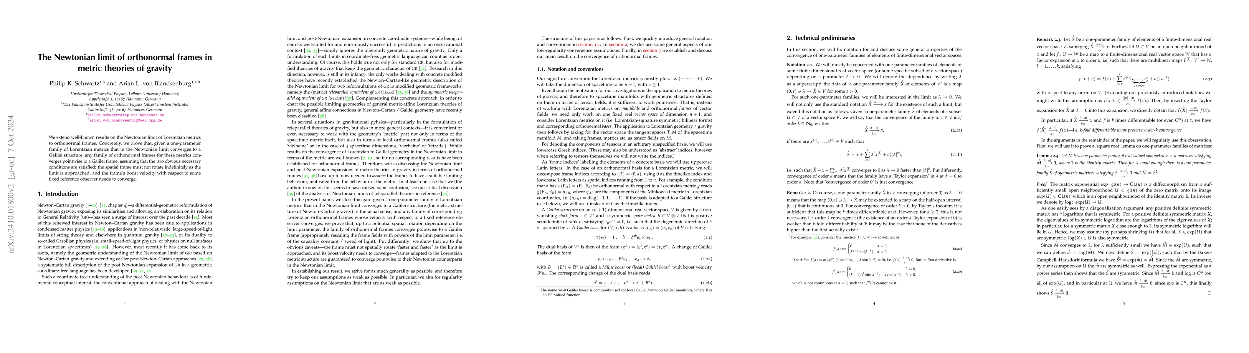 Thumbnail for The Newtonian limit of orthonormal frames in metric theories of gravity