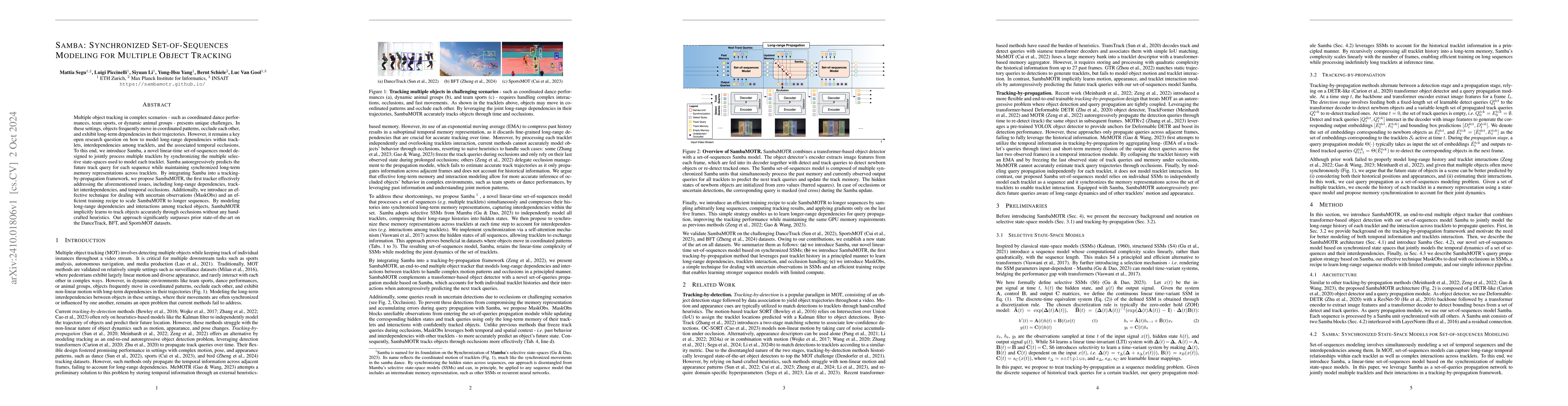 Thumbnail for Samba: Synchronized Set-of-Sequences Modeling for Multiple Object
  Tracking
