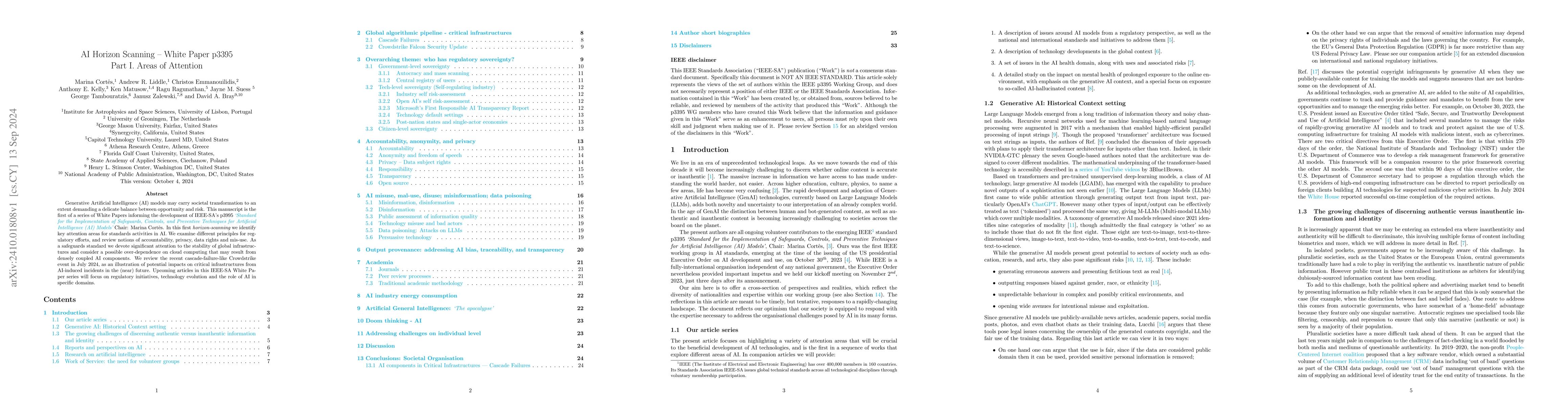 Thumbnail for AI Horizon Scanning, White Paper p3395, IEEE-SA. Part I: Areas of
  Attention