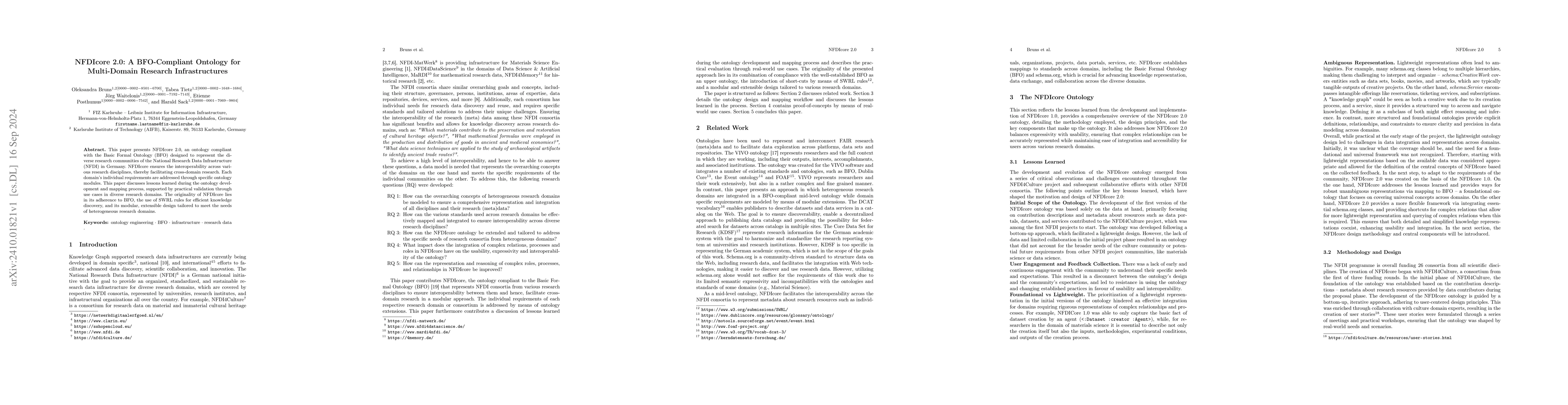 Thumbnail for NFDIcore 2.0: A BFO-Compliant Ontology for Multi-Domain Research
  Infrastructures