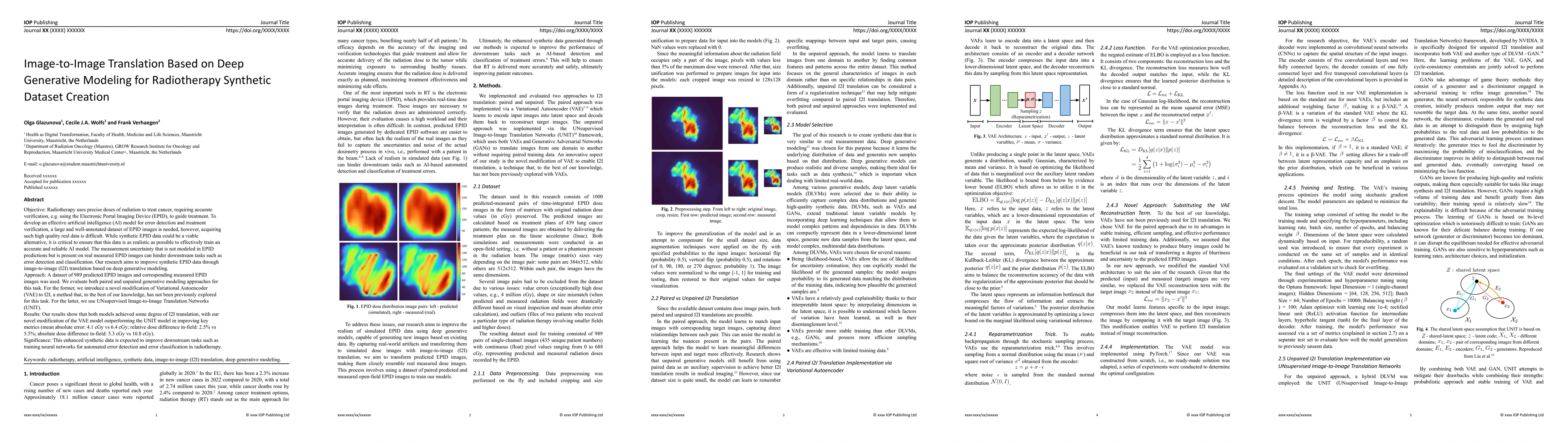 Thumbnail for Image-to-Image Translation Based on Deep Generative Modeling for
  Radiotherapy Synthetic Dataset Creation