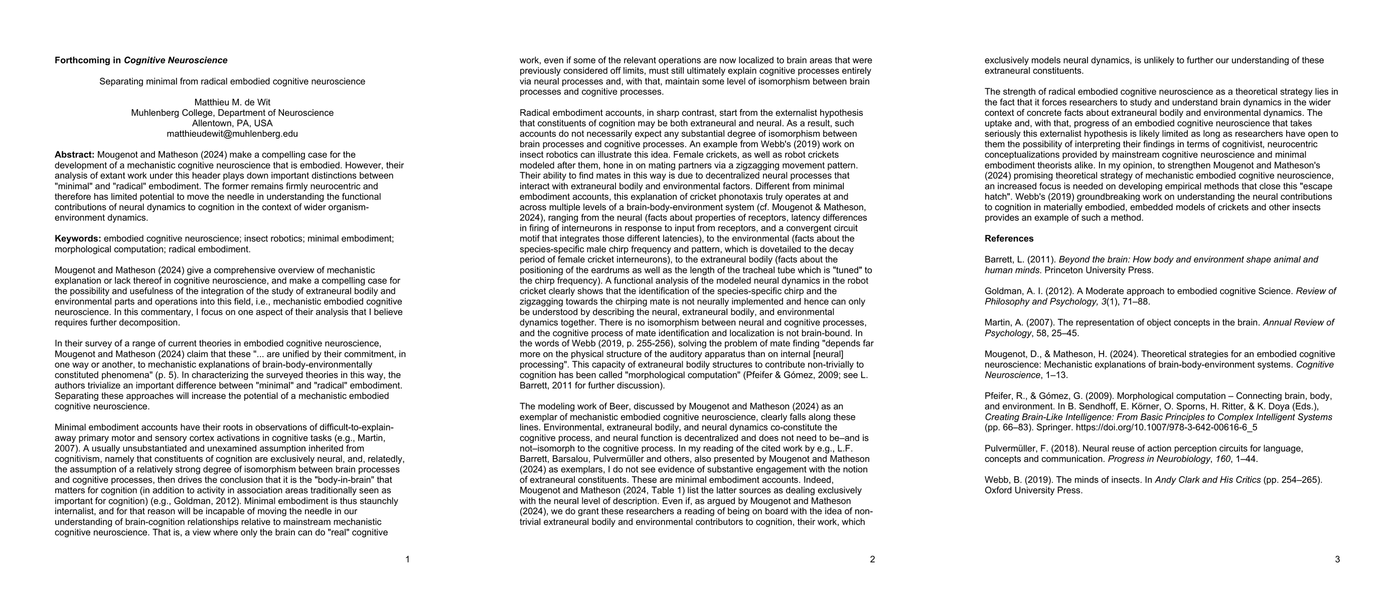 Thumbnail for Separating minimal from radical embodied cognitive neuroscience