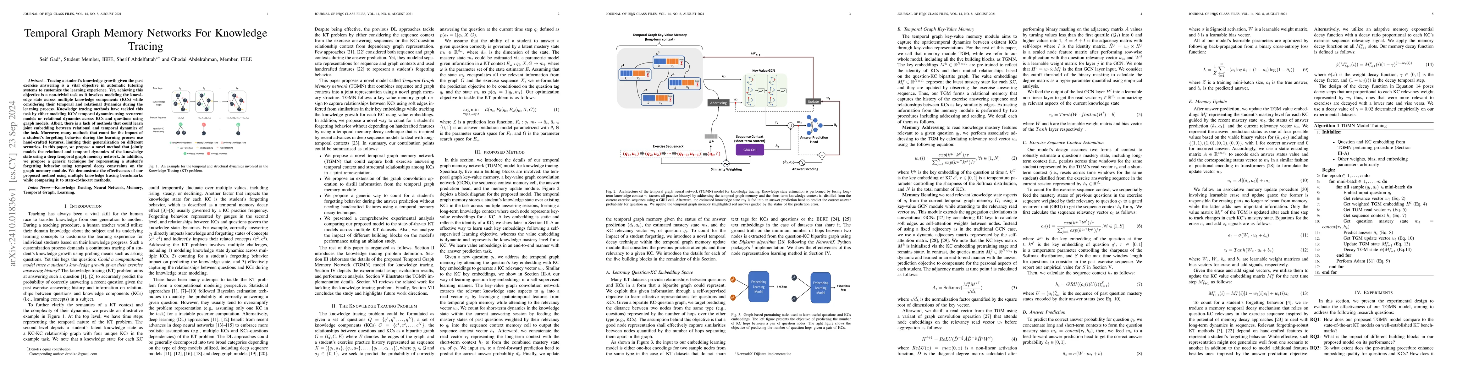 Thumbnail for Temporal Graph Memory Networks For Knowledge Tracing