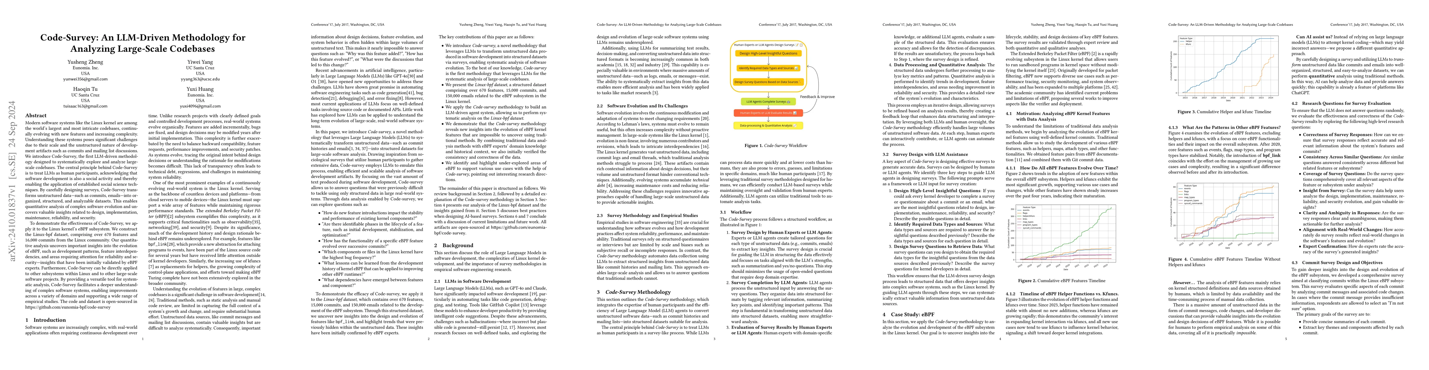 Thumbnail for Code-Survey: An LLM-Driven Methodology for Analyzing Large-Scale
  Codebases