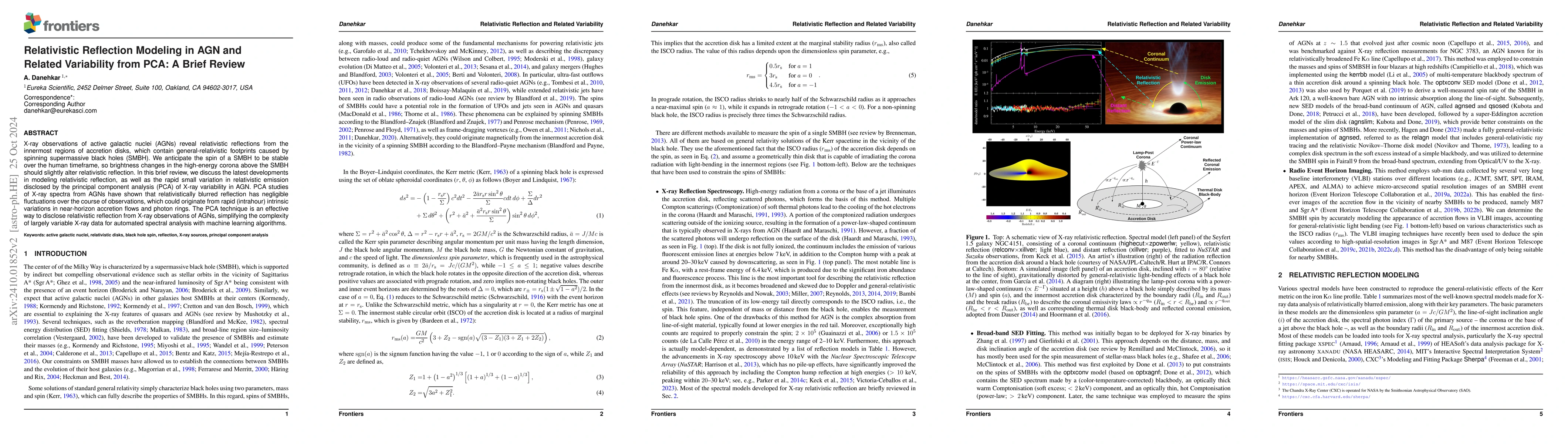 Thumbnail for Relativistic Reflection Modeling in AGN and Related Variability from
  PCA: A Brief Review