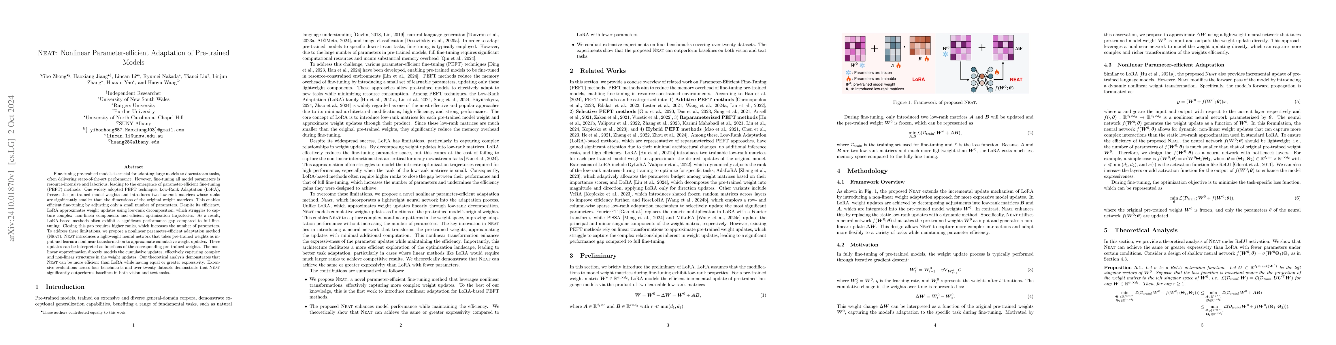 Thumbnail for NEAT: Nonlinear Parameter-efficient Adaptation of Pre-trained Models