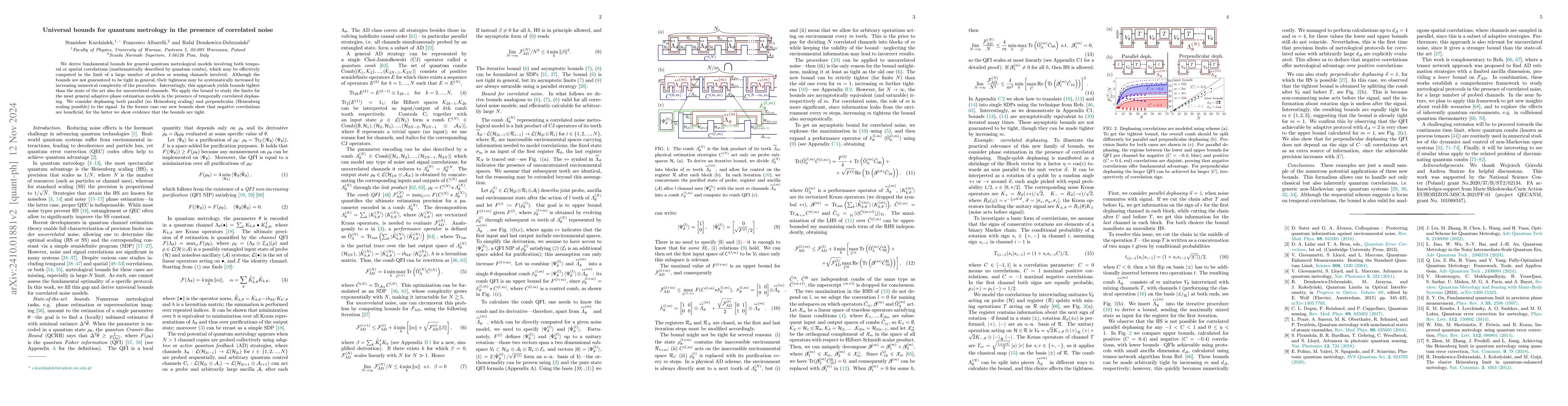 Thumbnail for Universal bounds for quantum metrology in the presence of correlated
  noise