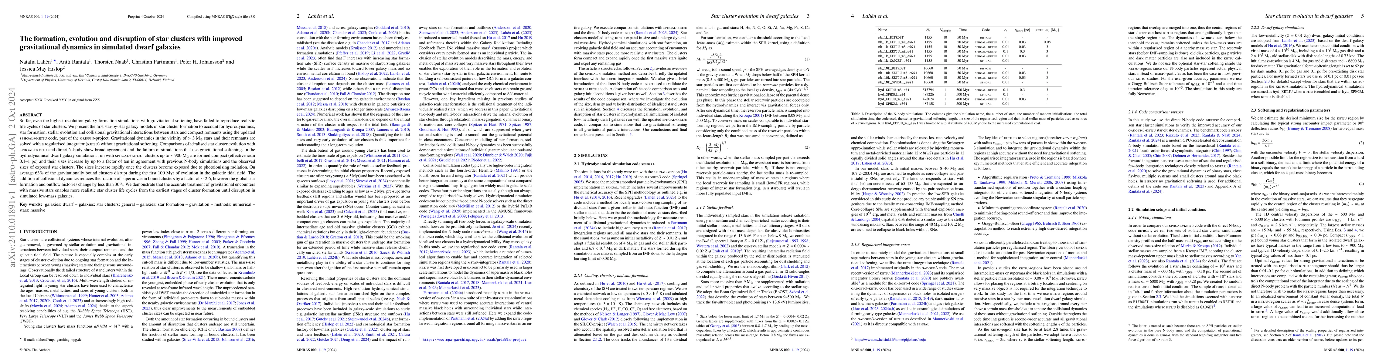Thumbnail for The formation, evolution and disruption of star clusters with improved
  gravitational dynamics in simulated dwarf galaxies