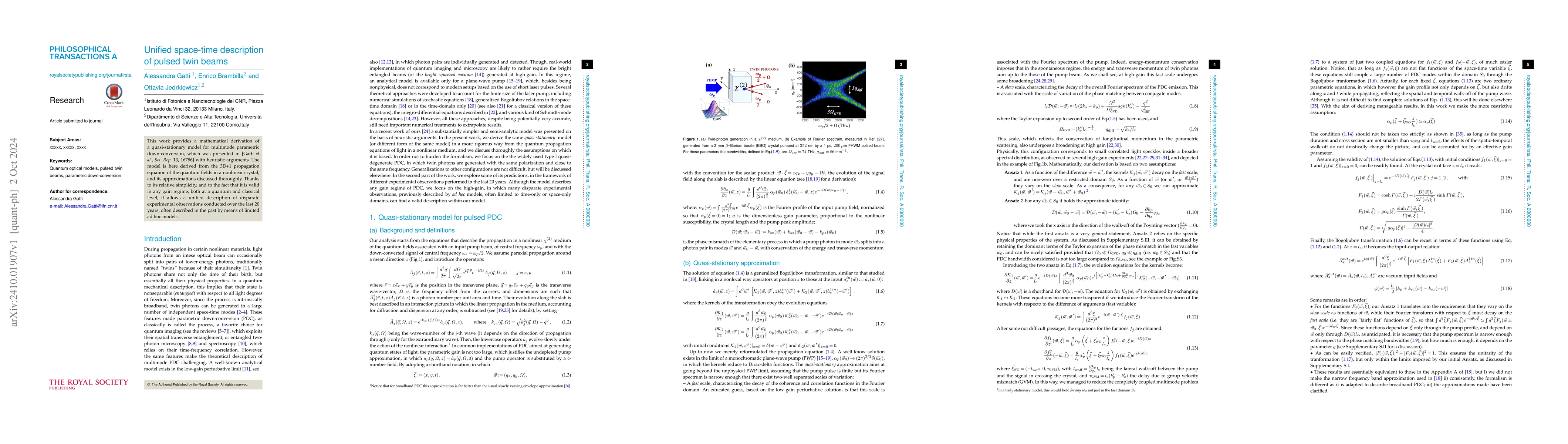 Thumbnail for Unified space-time description of pulsed twin beams