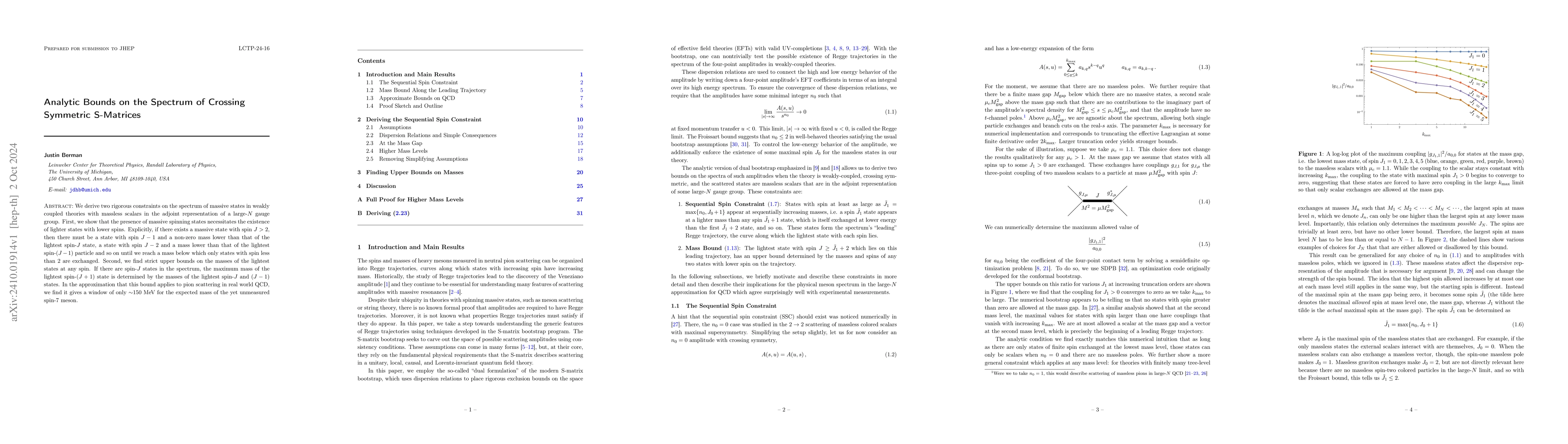 Thumbnail for Analytic Bounds on the Spectrum of Crossing Symmetric S-Matrices