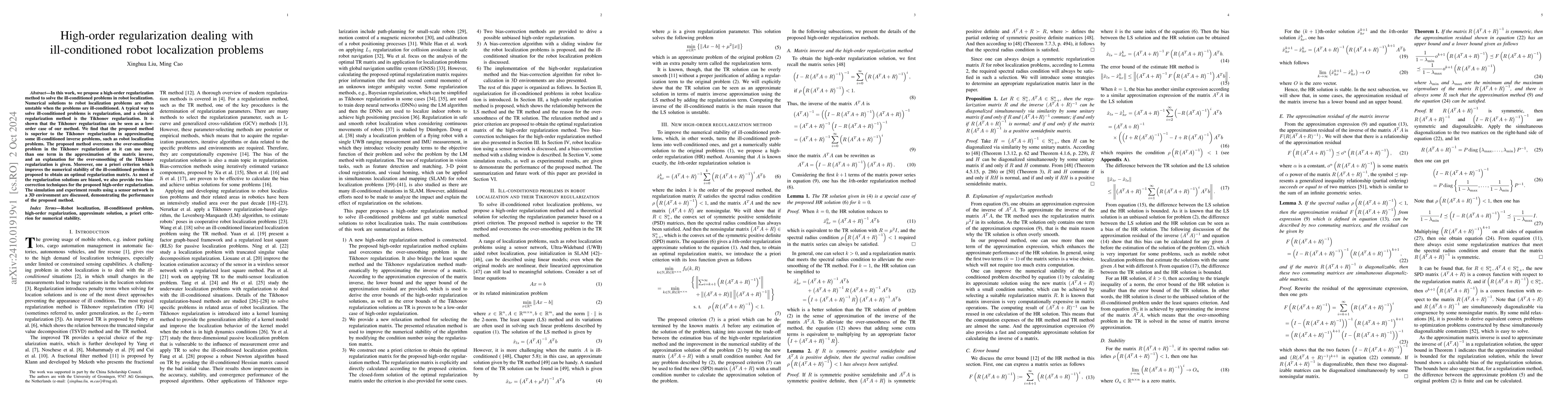 Thumbnail for High-order regularization dealing with ill-conditioned robot
  localization problems