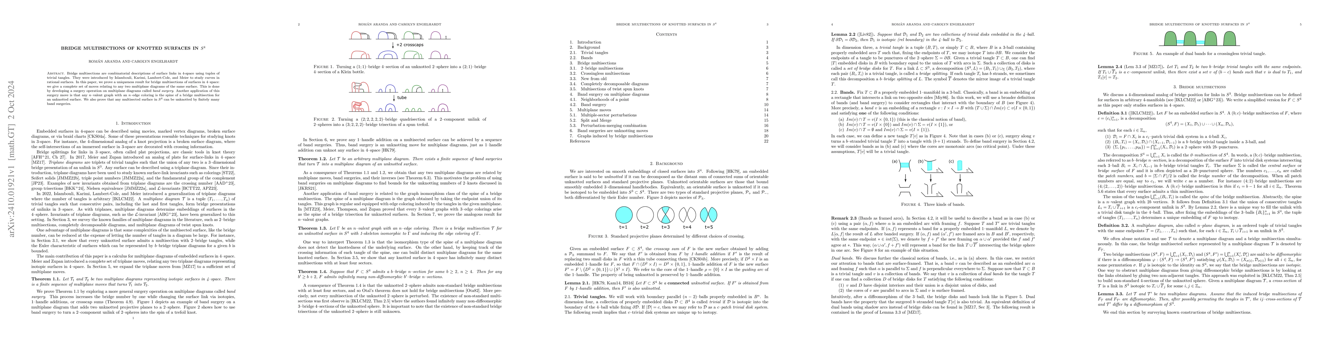 Thumbnail for Bridge Multisections of Knotted Surfaces in $S^4$