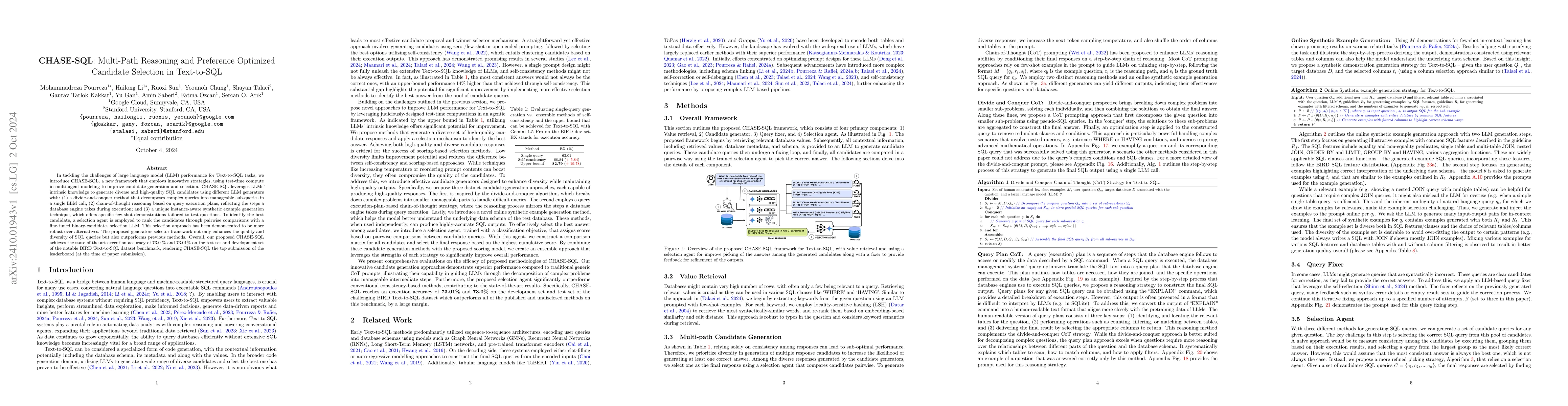 Thumbnail for CHASE-SQL: Multi-Path Reasoning and Preference Optimized Candidate
  Selection in Text-to-SQL