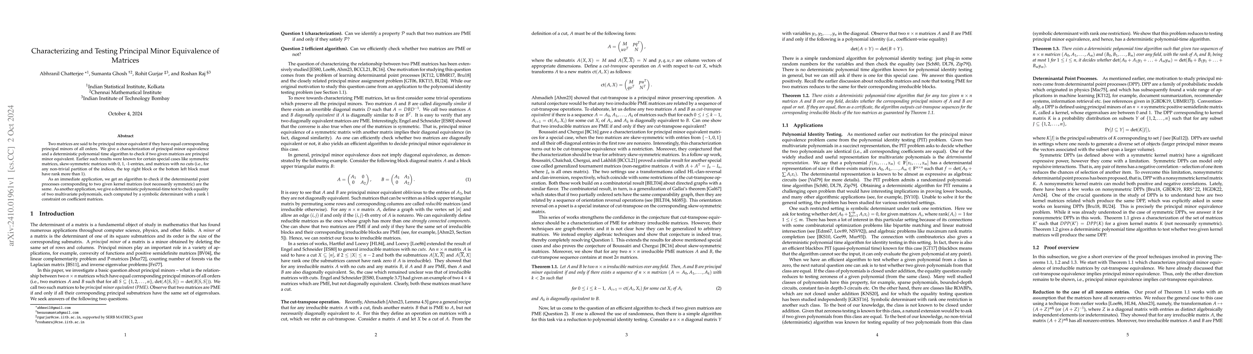 Thumbnail for Characterizing and Testing Principal Minor Equivalence of Matrices