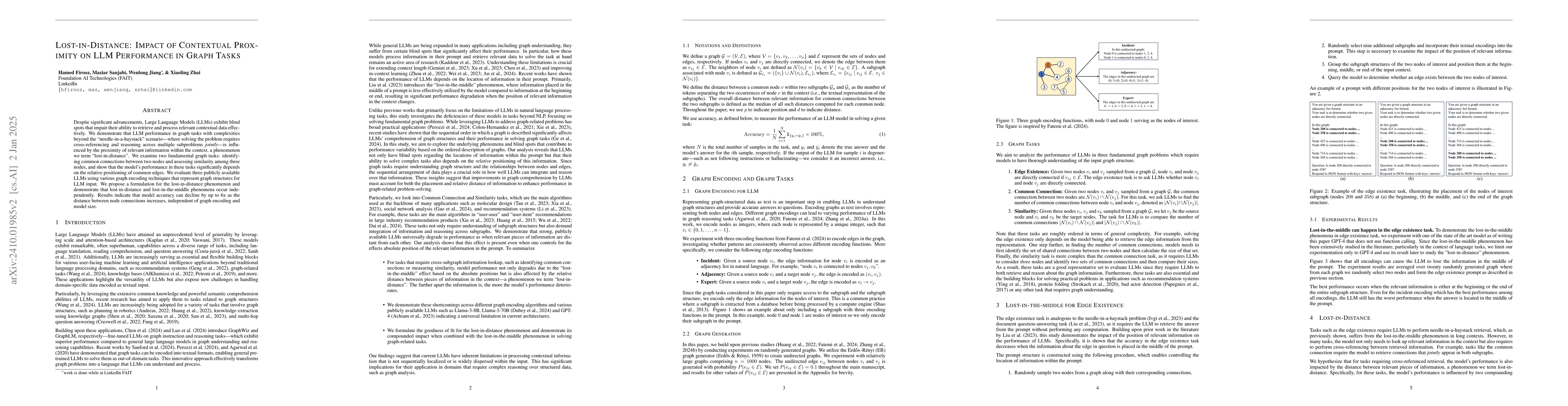Thumbnail for Lost-in-Distance: Impact of Contextual Proximity on LLM Performance in
  Graph Tasks