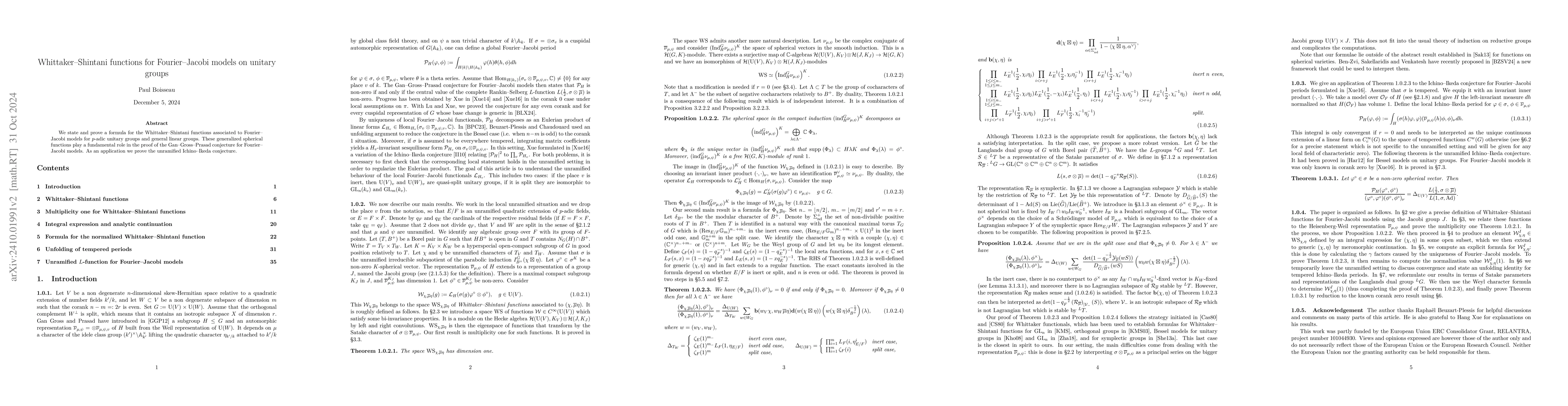 Thumbnail for Whittaker-Shintani functions for Fourier-Jacobi models on unitary groups