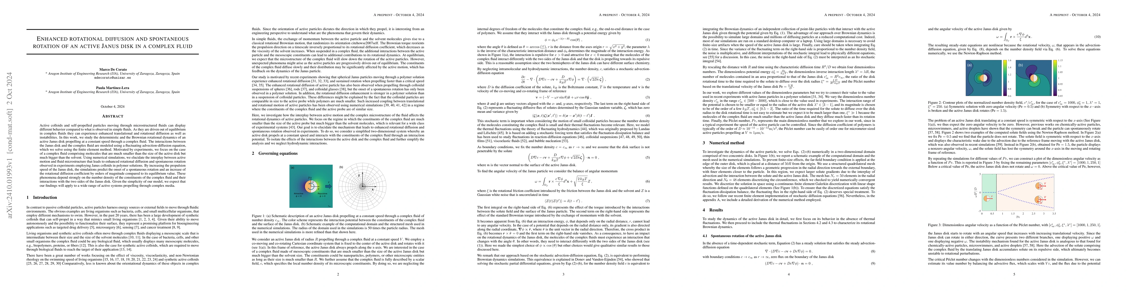 Thumbnail for Enhanced rotational diffusion and spontaneous rotation of an active
  Janus disk in a complex fluid
