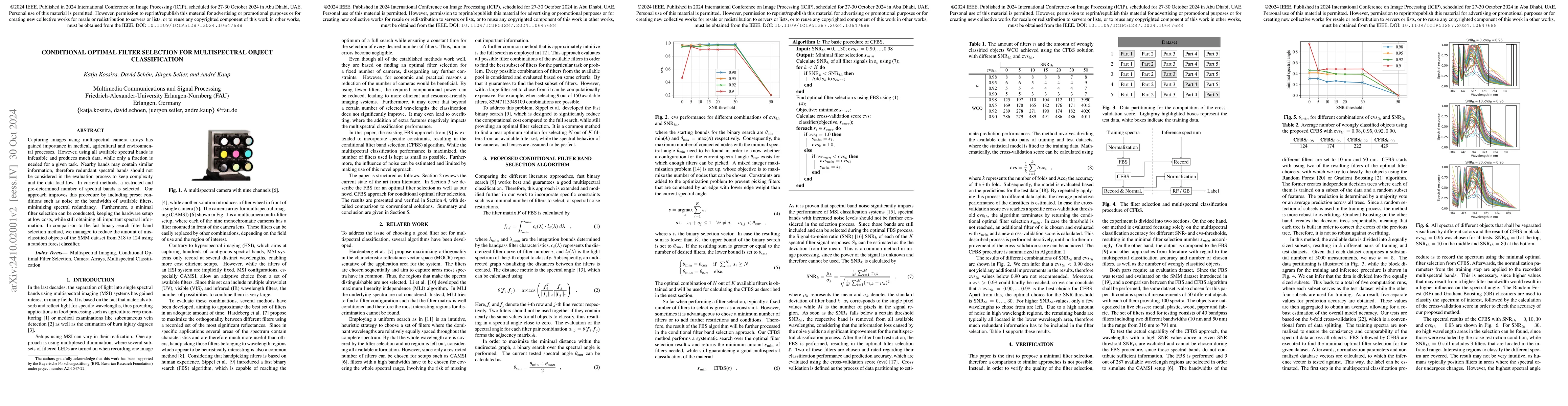Thumbnail for Conditional Optimal Filter Selection for Multispectral Object
  Classification