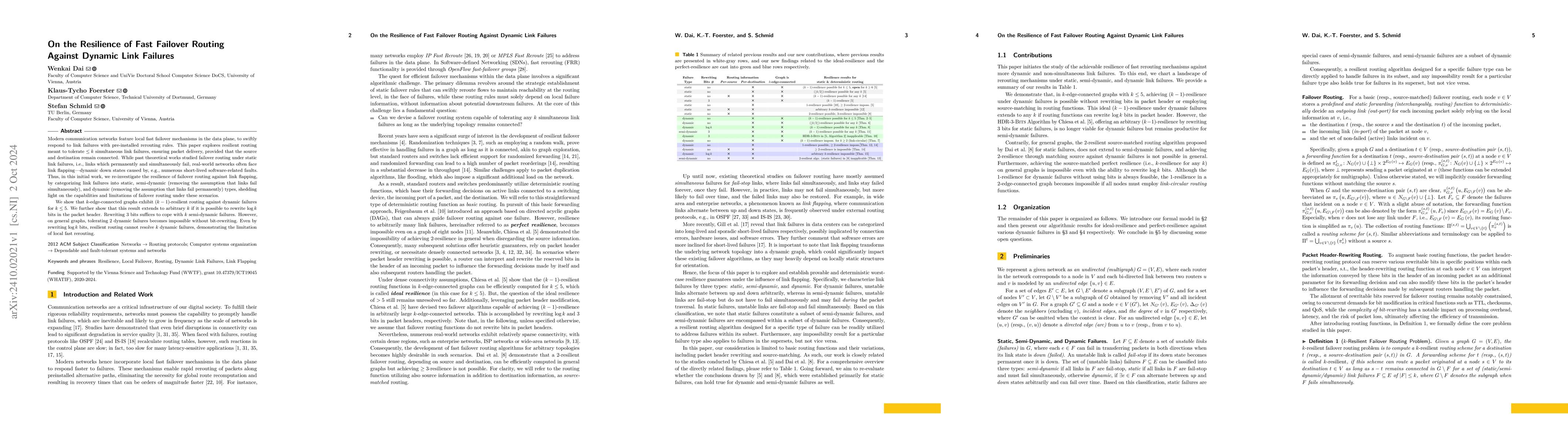 Thumbnail for On the Resilience of Fast Failover Routing Against Dynamic Link Failures