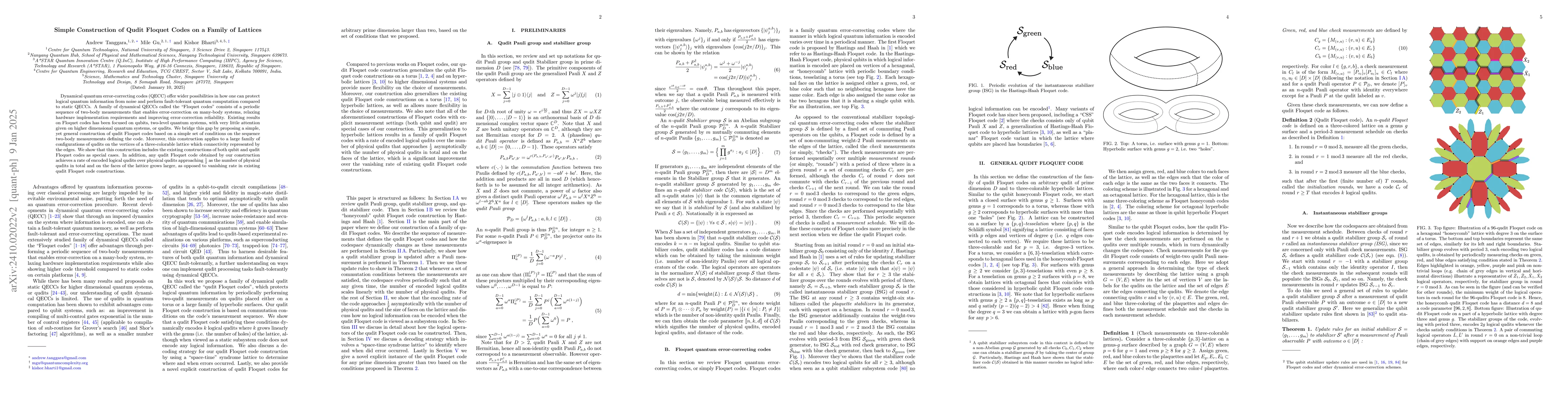 Thumbnail for Simple Construction of Qudit Floquet Codes on a Family of Lattices