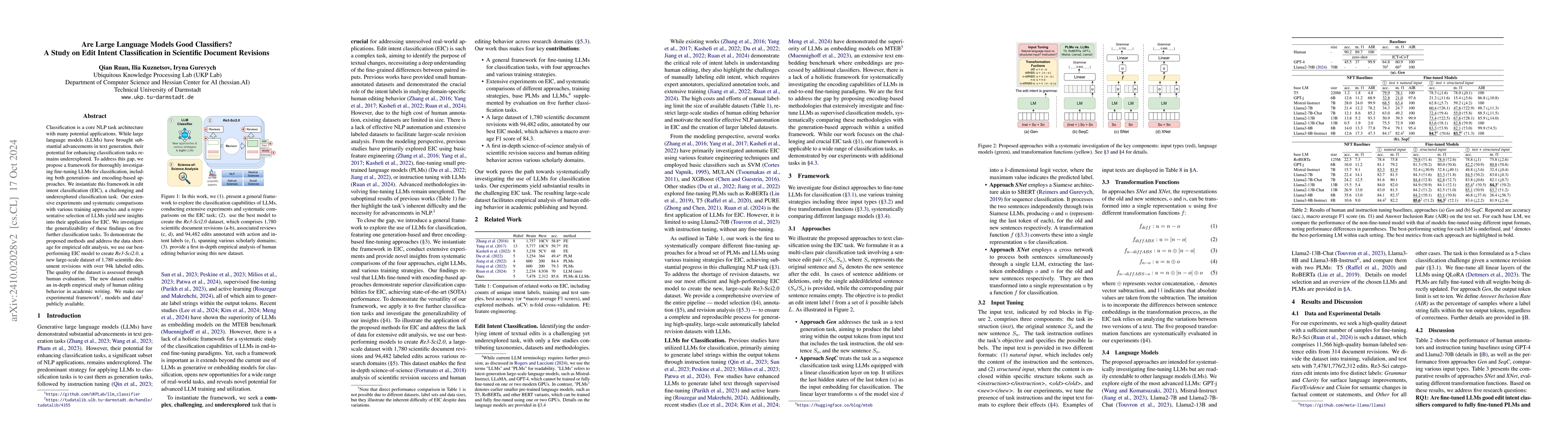Thumbnail for Are Large Language Models Good Classifiers? A Study on Edit Intent
  Classification in Scientific Document Revisions