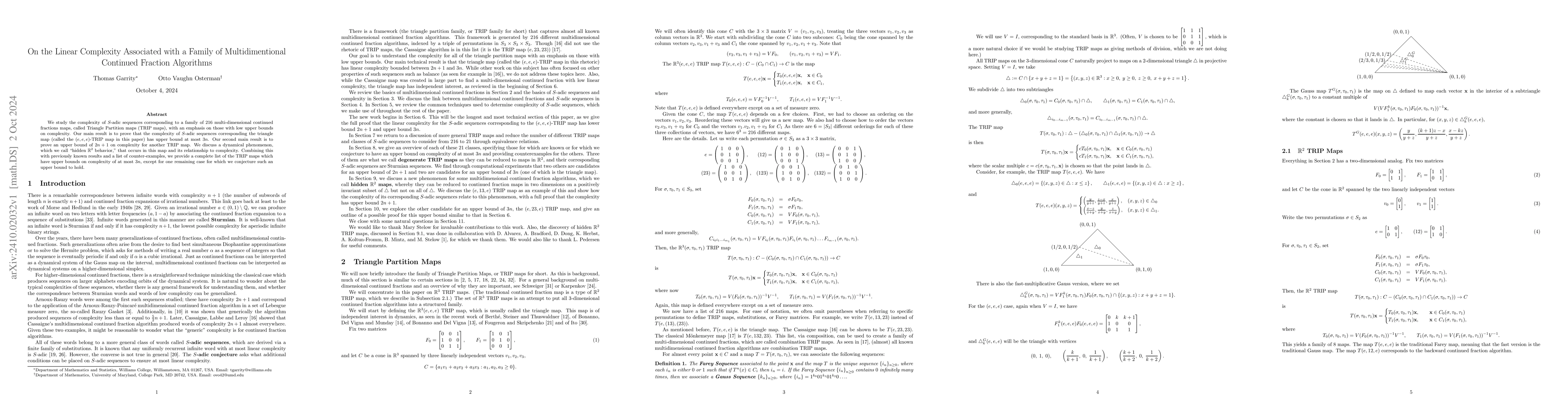 Thumbnail for On the Linear Complexity Associated with a Family of Multidimentional
  Continued Fraction Algorithms