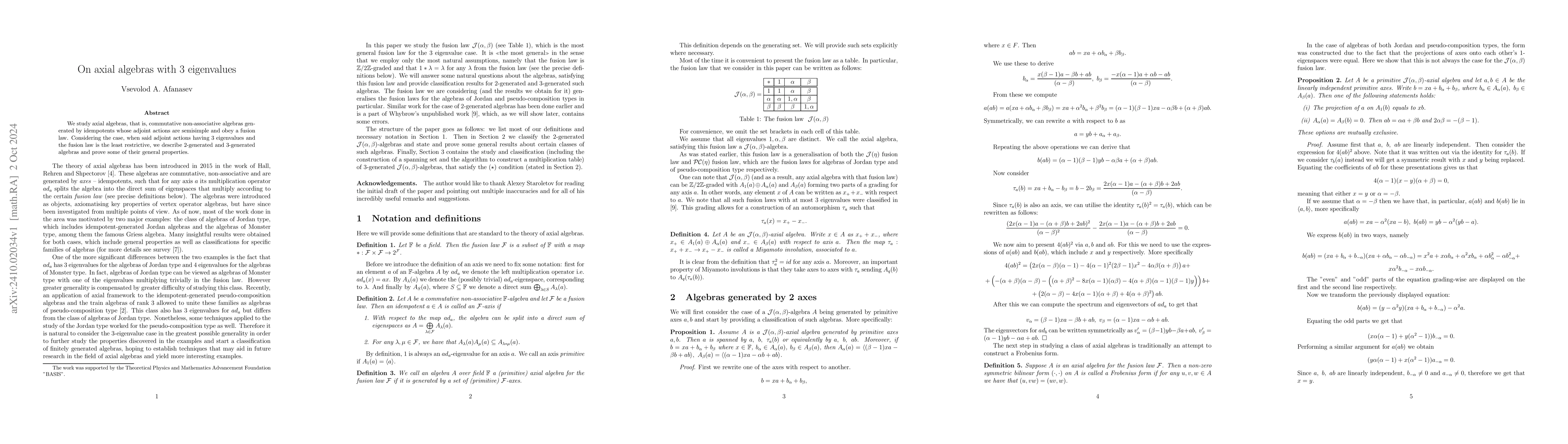 Thumbnail for On axial algebras with $3$ eigenvalues