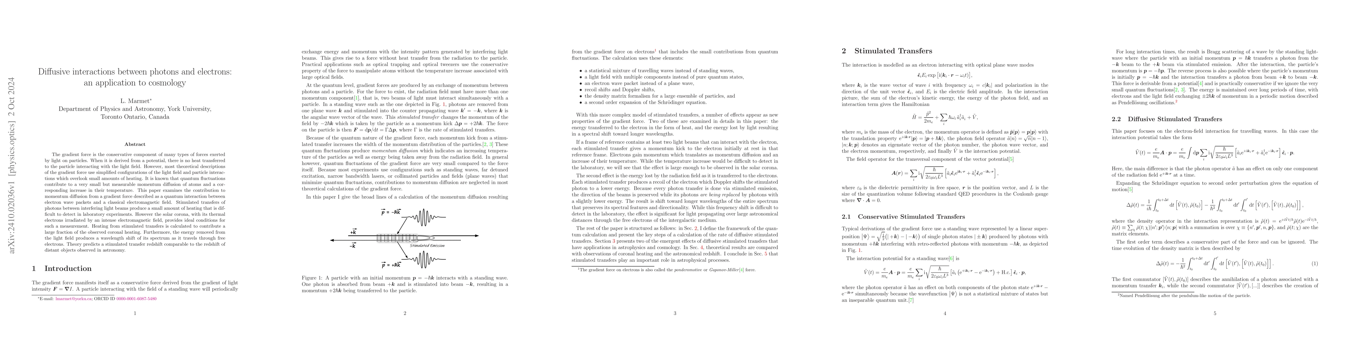 Thumbnail for Diffusive interactions between photons and electrons: an application to
  cosmology
