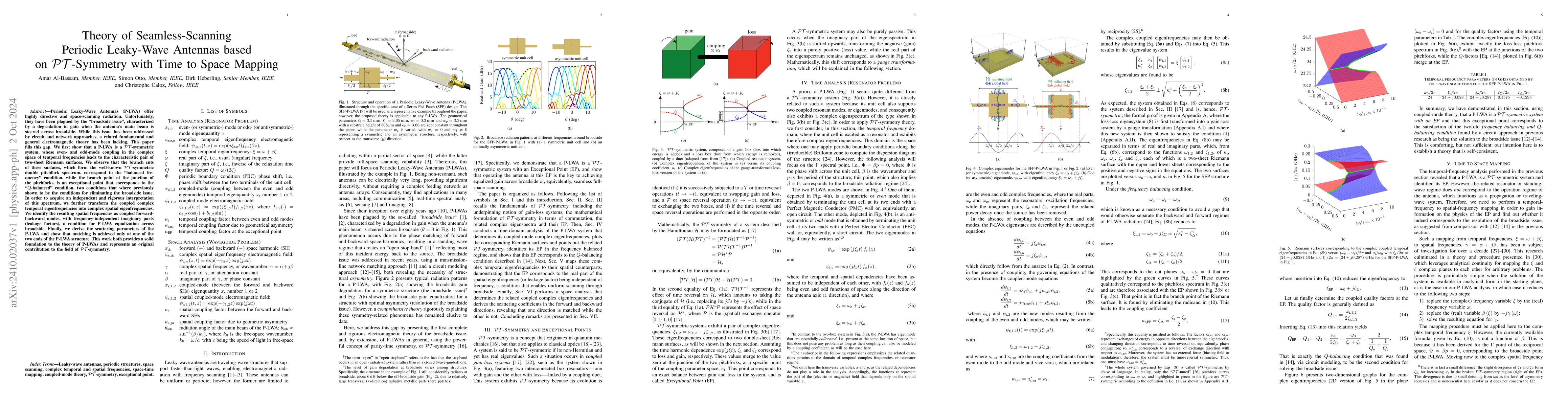 Thumbnail for Theory of Seamless-Scanning Periodic Leaky-Wave Antennas based on
  $\mathcal{PT}$-Symmetry with Time to Space Mapping
