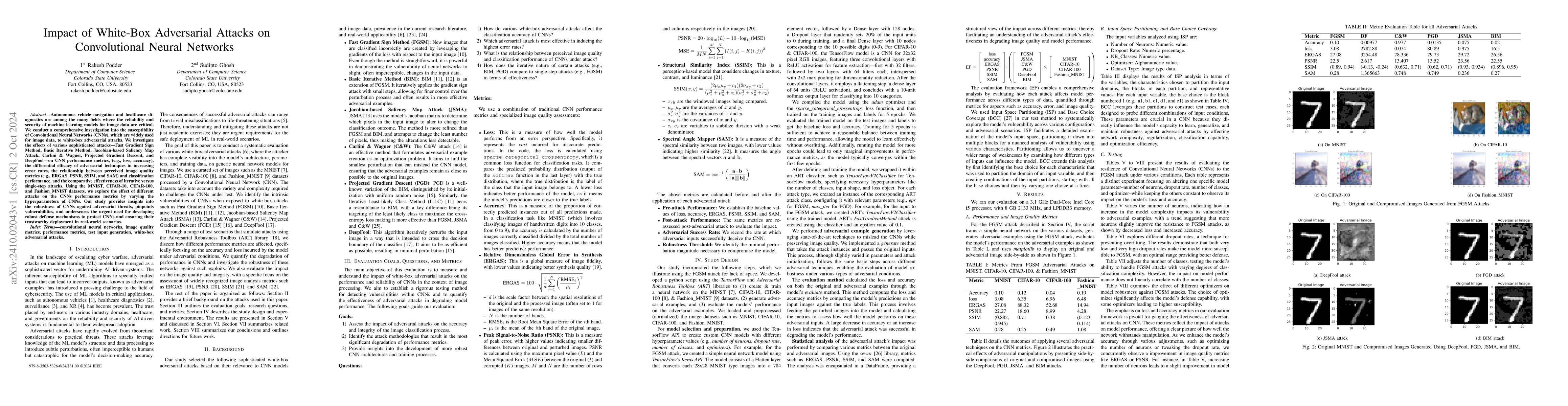 Thumbnail for Impact of White-Box Adversarial Attacks on Convolutional Neural Networks