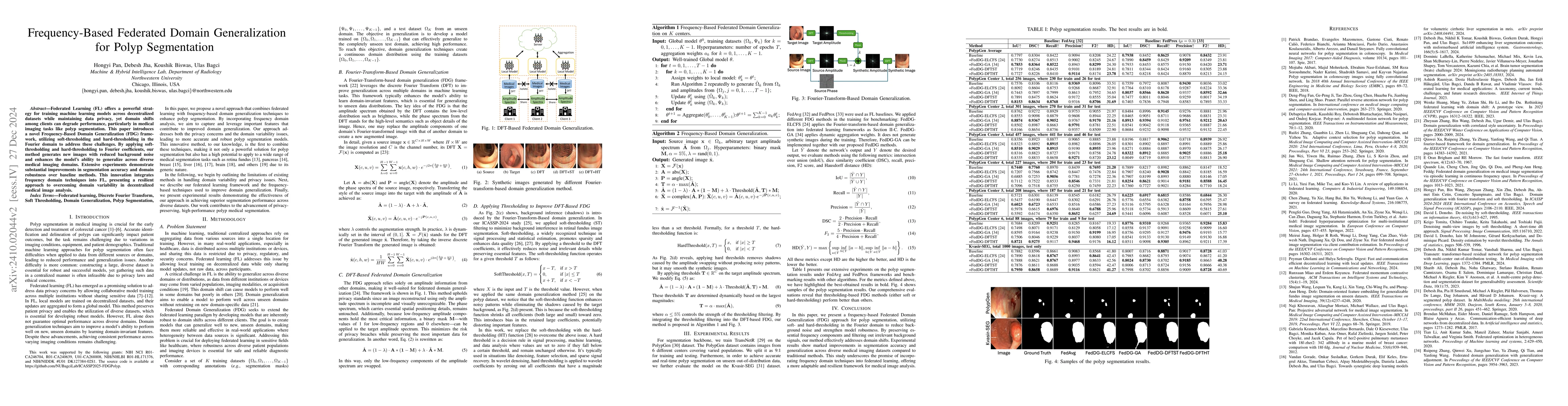 Thumbnail for Frequency-Based Federated Domain Generalization for Polyp Segmentation